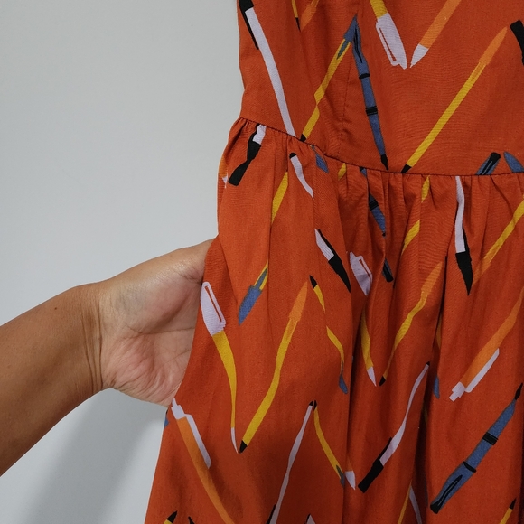 Modcloth Optimistic Effect Pen and Pencil Chevron A-Line Dress Size XXS - Picture 4 of 12